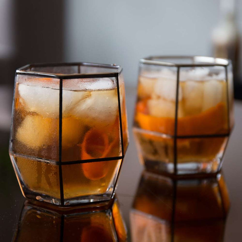 Geo Black Tumbler Glasses - Set of 2