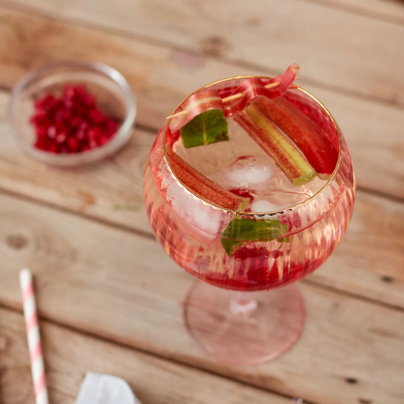 beautiful pink gin glass
