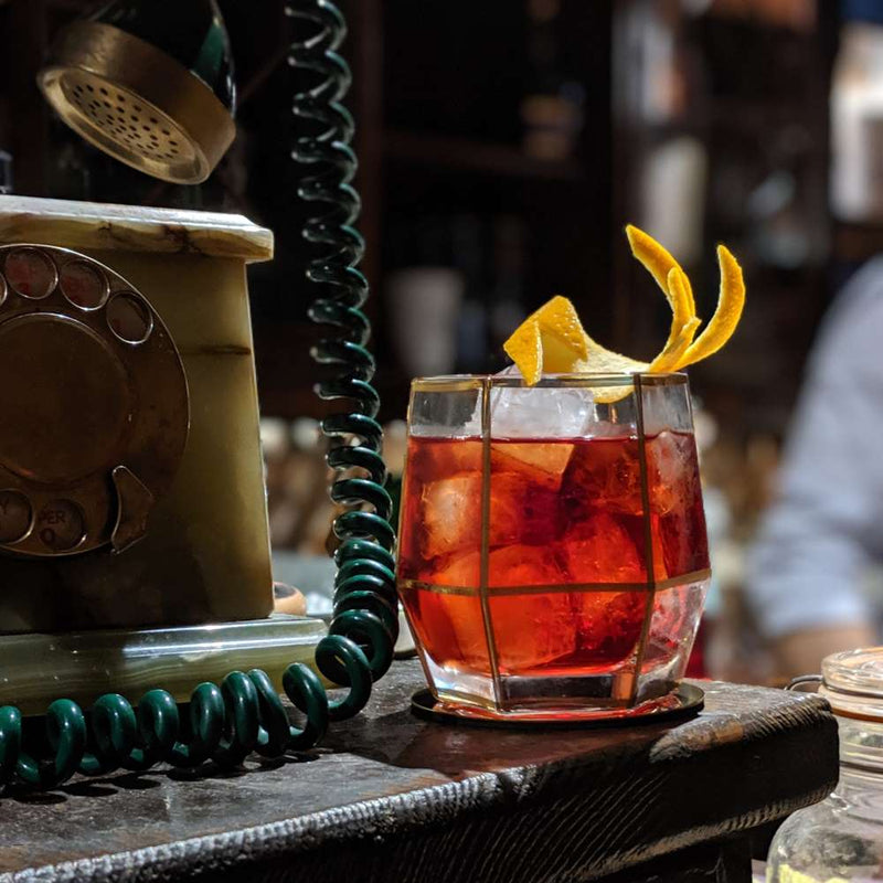 Negroni-in-gold-edged-geometric-drinking-glass