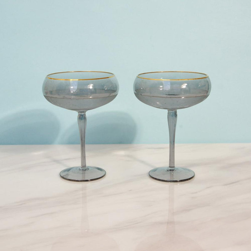 Set-of-2-Gold-Rimmed-Black-Coupe-Cocktail-Glasses, glass, set-of-two, cocktail, espresso-martini, order, add-to-cart, gold, klarna