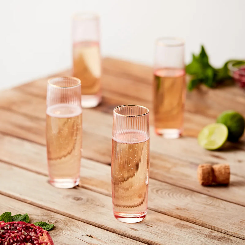 stemless prosecco glasses pink