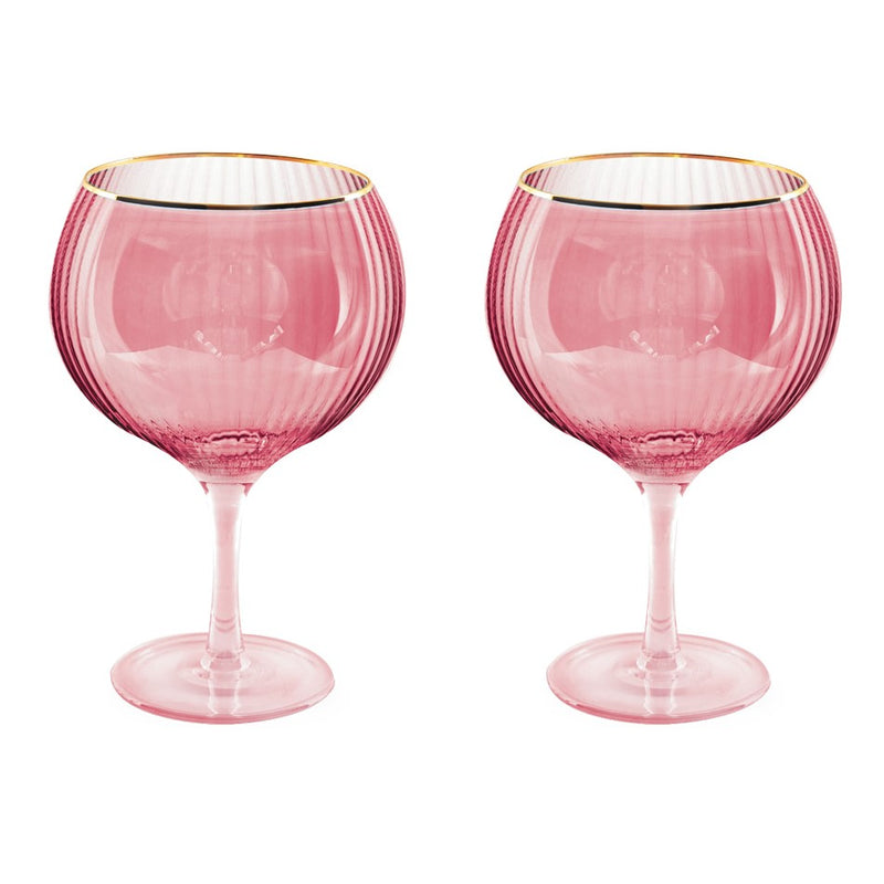 Pink Ribbed Gin Glass