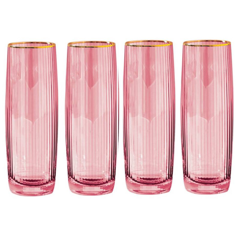 Pink Ribbed Prosecco Glasses