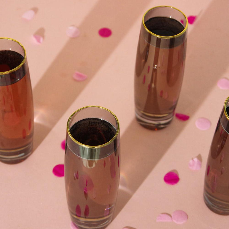 Set-of-4-Gold-Rimmed-Black-Lustre-Stemless-Prosecco-Glass-Flutes, cocktail, prosecco, order, add-to-cart, gold, klarna