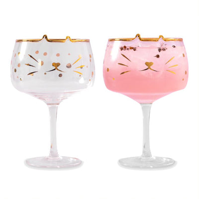 Set-of-2-Cat-Gin-Glasses , Cat-Gin-Cocktail-Glass-Set, Gin-Balloon-Glasses, glass, set-of-two, cocktail, gin, order, add-to-cart, gold, klarna, balloon, gin-goblets, gin-glass-sets