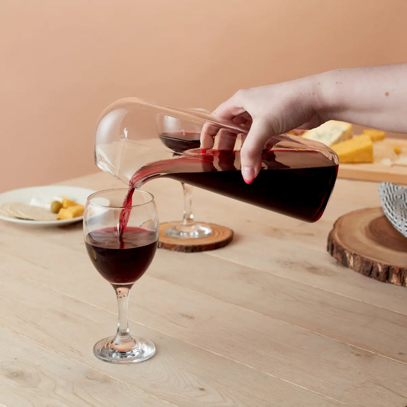 Pouring from a wine decanter
