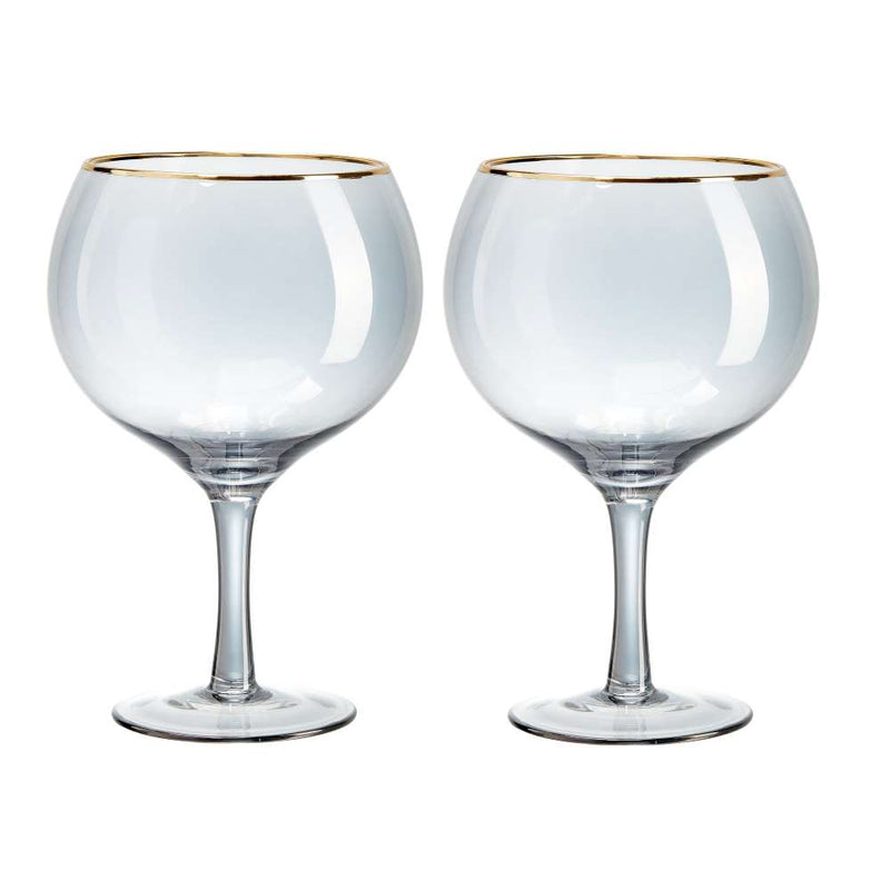 Set of 2 Gold Rimmed-Black-Lustre-Gin-Balloon-Glasses, glass, set-of-two, cocktail, gin, order, add-to-cart, gold, klarna, balloon, gin-goblets, gin-glass-sets