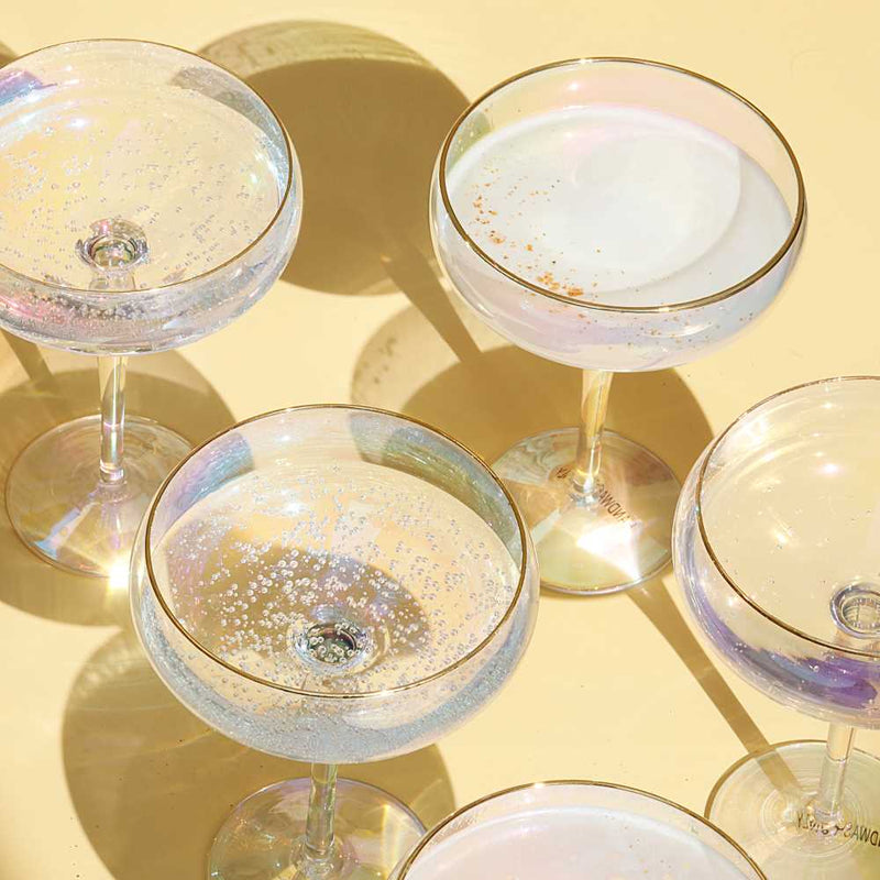 rainbow-gold-rimmed-champagne-saucer-glasses